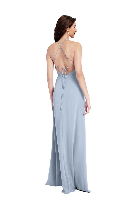 Criss Cross Open Back Sleeveless Halter Neck Sheath Stretch Crepe Formal Evening Gown / Prom Dress / Bridesmaid Dress Worcester