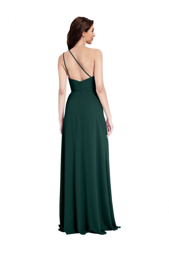 Open Back Sleeveless One Shoulder A-Line Stretch Crepe Formal Evening Gown / Prom Dress / Bridesmaid Dress Worcester