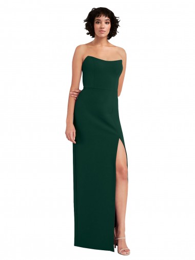 Low Back Midnight Green Sleeveless Scoop Neck Sheath Stretch Crepe Formal Evening Gown / Prom Dress / Bridesmaid Dress Worcester