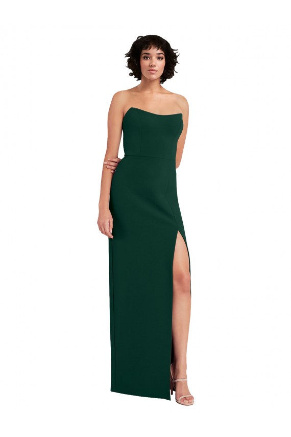 Low Back Midnight Green Sleeveless Scoop Neck Sheath Stretch Crepe Formal Evening Gown / Prom Dress / Bridesmaid Dress Worcester