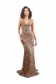 Backless Rose Gold Sleeveless V-Neck Mermaid Stretch Crepe & Sequin Tulle Formal Evening Gown / Prom Dress / Bridesmaid Dress Worcester