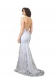 Backless White Sleeveless V-Neck Mermaid Stretch Crepe & Sequin Tulle Formal Evening Gown / Prom Dress / Bridesmaid Dress Worcester