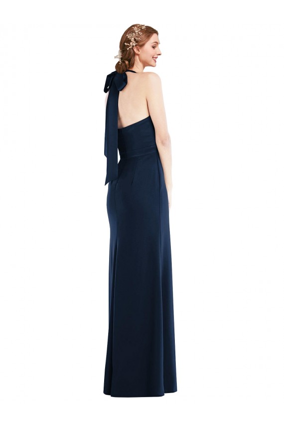 Open Back Sleeveless High Neck Trumpet Stretch Crepe Semi Formal Evening Dress / Prom Dress / Bridesmaid Dress Worcester