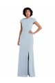Keyhole Back Cap Sleeves Jewel Neck Trumpet Stretch Crepe Semi Formal Evening Dress / Bridesmaid Dress Worcester