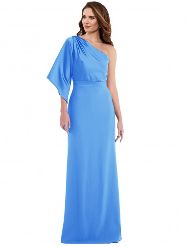 Bell Sleeves One Shoulder Trumpet Stretch Crepe Semi Formal Evening Dress / Prom Dress / Bridesmaid Dress Worcester