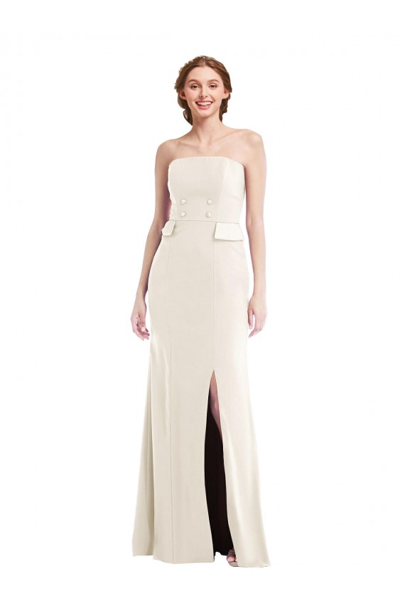 Ivory Sleeveless Strapless Trumpet Stretch Crepe Semi Formal Evening Dress / Prom Dress / Bridesmaid Dress Worcester
