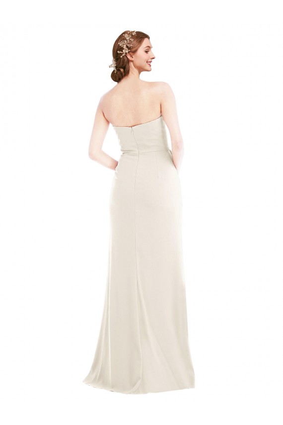 Ivory Sleeveless Strapless Trumpet Stretch Crepe Semi Formal Evening Dress / Prom Dress / Bridesmaid Dress Worcester