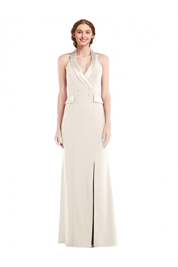 Low Back Sleeveless Halter Neck Trumpet Stretch Crepe Semi Formal Evening Dress / Prom Dress / Bridesmaid Dress Worcester