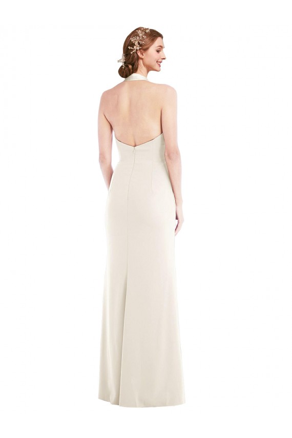 Low Back Sleeveless Halter Neck Trumpet Stretch Crepe Semi Formal Evening Dress / Prom Dress / Bridesmaid Dress Worcester