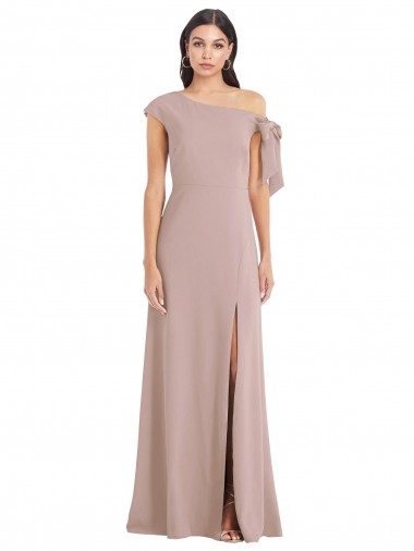 Dusty Pink Sleeveless Off the Shoulder A-Line Stretch Crepe Formal Evening Gown / Prom Dress / Bridesmaid Dress Worcester