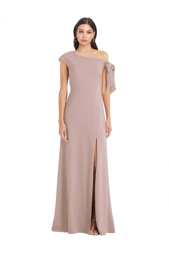 Dusty Pink Sleeveless Off the Shoulder A-Line Stretch Crepe Formal Evening Gown / Prom Dress / Bridesmaid Dress Worcester