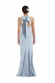 Open Back Light Sky Blue Sleeveless Halter Neck Trumpet Stretch Crepe Formal Evening Gown / Prom Dress / Bridesmaid Dress Worcester