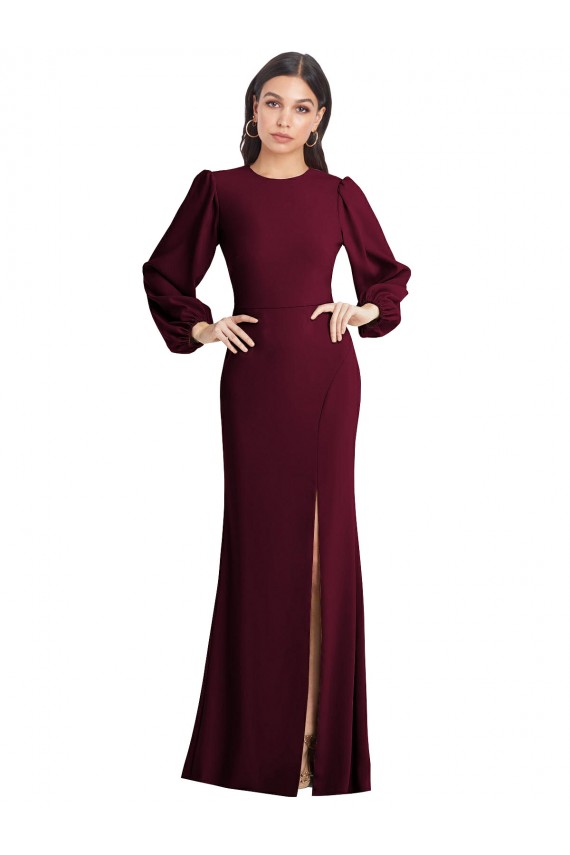 Open Back Puff Sleeves Bateau Neck Trumpet Stretch Crepe Formal Dress / Bridesmaid Dress Worcester