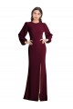 Open Back Puff Sleeves Bateau Neck Trumpet Stretch Crepe Formal Dress / Bridesmaid Dress Worcester