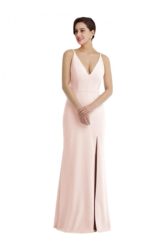 V-Back Sleeveless V-Neck Trumpet Stretch Crepe Formal Evening Gown / Prom Dress / Bridesmaid Dress Worcester