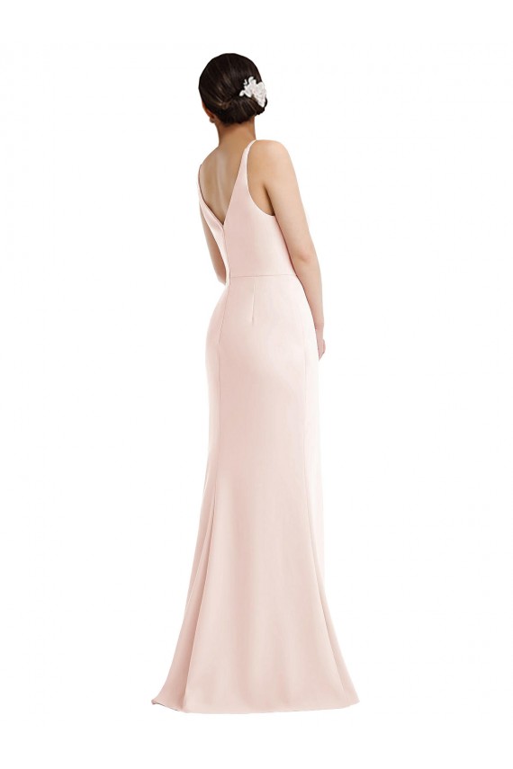 V-Back Sleeveless V-Neck Trumpet Stretch Crepe Formal Evening Gown / Prom Dress / Bridesmaid Dress Worcester