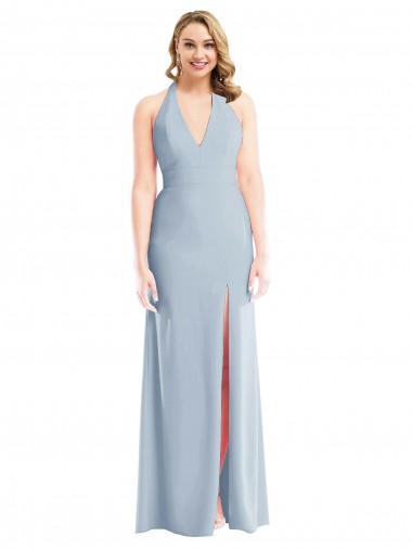 Open Back Sleeveless Halter Neck Trumpet Stretch Crepe Bridesmaid Dress / Evening Dress Worcester
