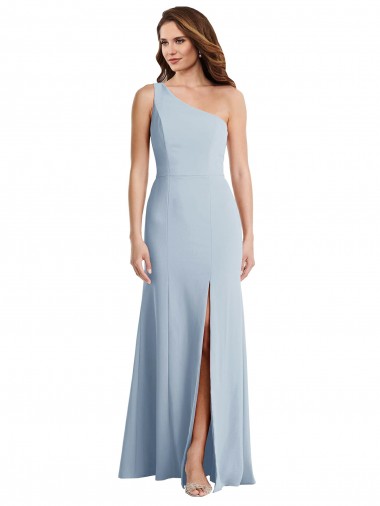 Light Sky Blue Sleeveless One Shoulder Trumpet Stretch Crepe Formal Evening Gown / Prom Dress / Bridesmaid Dress Worcester