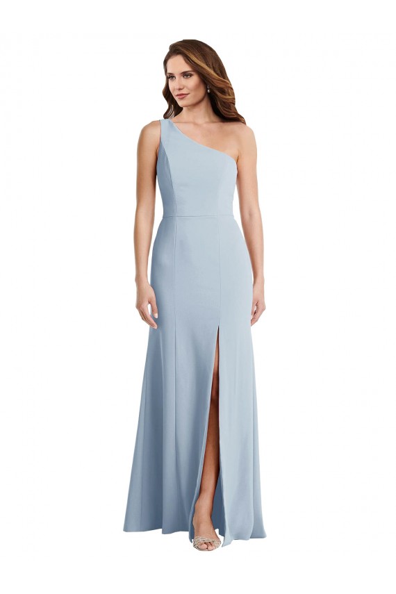 Light Sky Blue Sleeveless One Shoulder Trumpet Stretch Crepe Formal Evening Gown / Prom Dress / Bridesmaid Dress Worcester