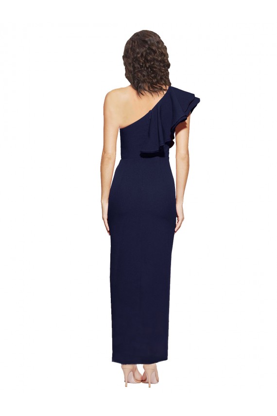 Dark Navy Sleeveless One Shoulder Sheath Stretch Crepe Formal Evening Gown / Prom Dress / Bridesmaid Dress Worcester