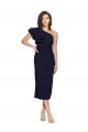Dark Navy Sleeveless One Shoulder Sheath Stretch Crepe Prom Dresses Worcester