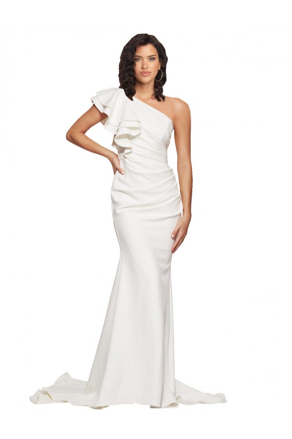 Ivory Sleeveless One Shoulder Sheath Stretch Crepe Prom Dresses Worcester