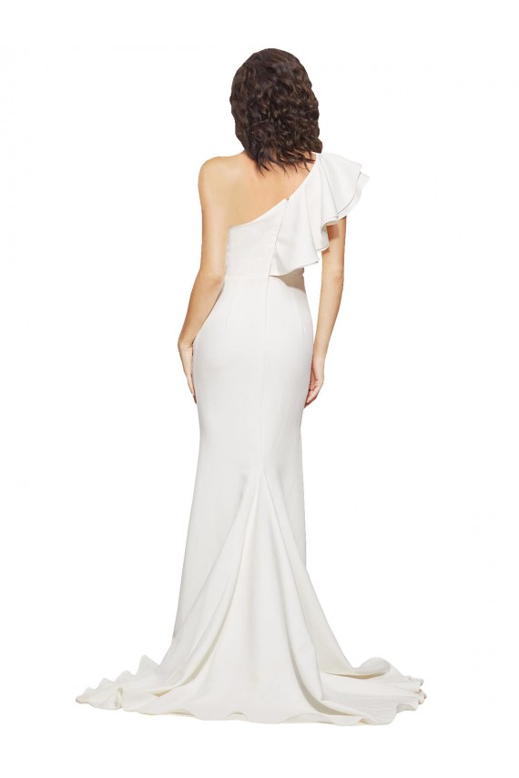 Ivory Sleeveless One Shoulder Sheath Stretch Crepe Prom Dresses Worcester