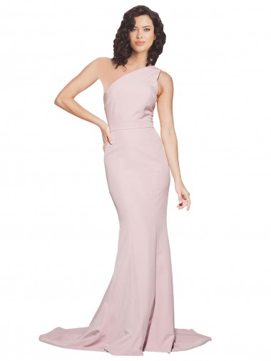 Mauve Sleeveless One Shoulder Sheath Stretch Crepe Semi Formal Evening Dress / Prom Dress / Bridesmaid Dress Worcester