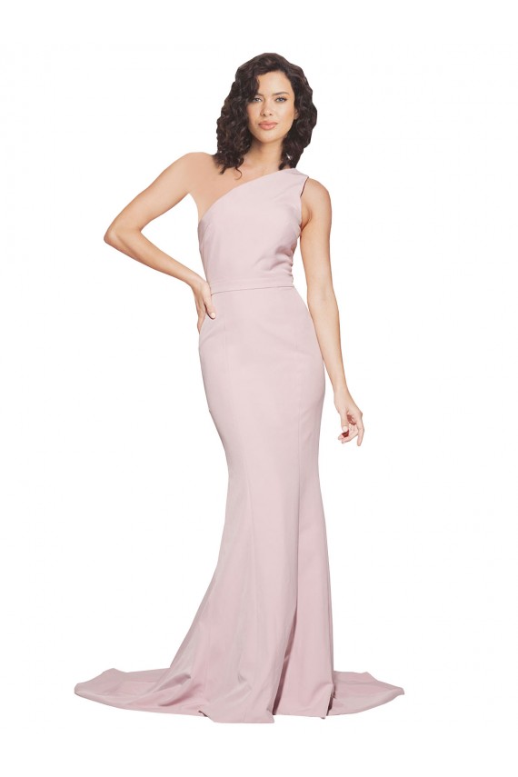 Mauve Sleeveless One Shoulder Sheath Stretch Crepe Semi Formal Evening Dress / Prom Dress / Bridesmaid Dress Worcester