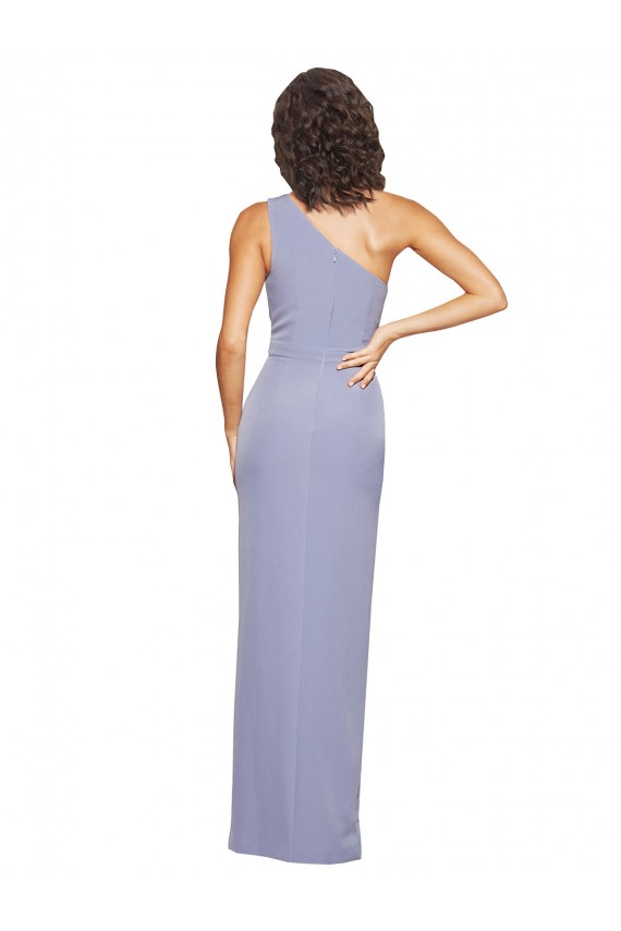 Smoke Blue Sleeveless One Shoulder Sheath Stretch Crepe Formal Evening Gown / Prom Dress / Bridesmaid Dress Worcester