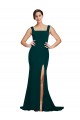 Midnight Green Sleeveless Square Neck Sheath Stretch Crepe Semi Formal Evening Dress / Prom Dress / Bridesmaid Dress Worcester