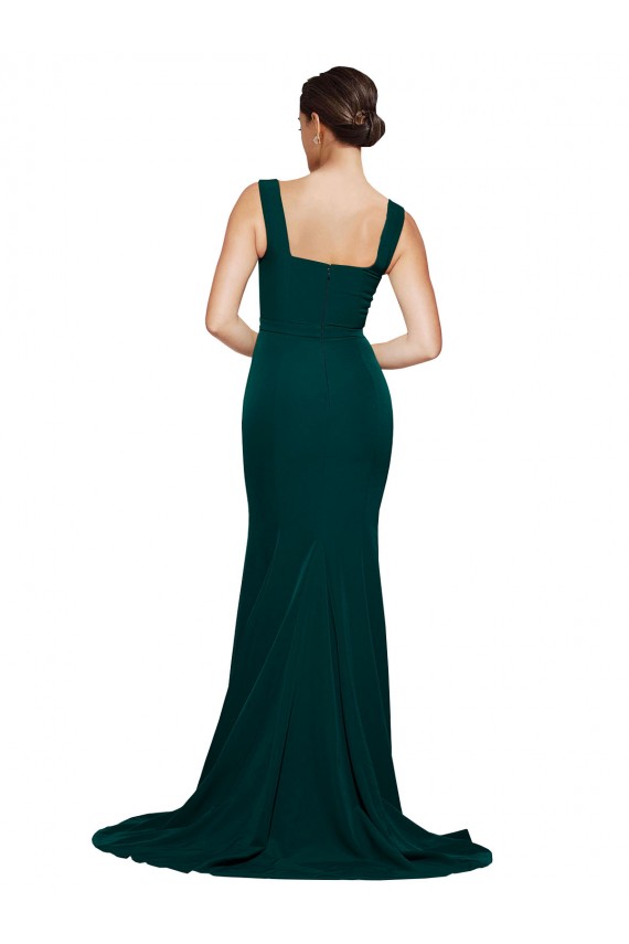 Midnight Green Sleeveless Square Neck Sheath Stretch Crepe Semi Formal Evening Dress / Prom Dress / Bridesmaid Dress Worcester