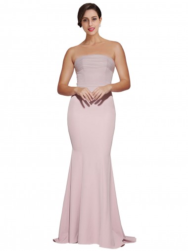 Low Back Mauve Sleeveless Strapless Sheath Stretch Crepe Formal Evening Gown / Prom Dress / Bridesmaid Dress Worcester