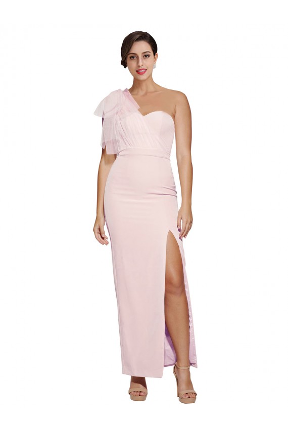 Low Back Sleeveless One Shoulder Sheath Stretch Crepe Formal Evening Gown / Prom Dress / Bridesmaid Dress Worcester