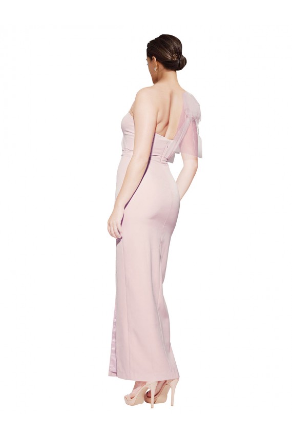 Low Back Sleeveless One Shoulder Sheath Stretch Crepe Formal Evening Gown / Prom Dress / Bridesmaid Dress Worcester