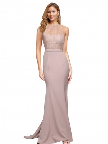 Dusty Pink Sleeveless Sweetheart Sheath Stretch Crepe Formal Evening Gown / Prom Dress / Bridesmaid Dress Worcester