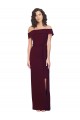Low Back Burgundy Gold Sleeveless Off the Shoulder Sheath Stretch Crepe Formal Evening Gown / Prom Dress / Bridesmaid Dress Worcester