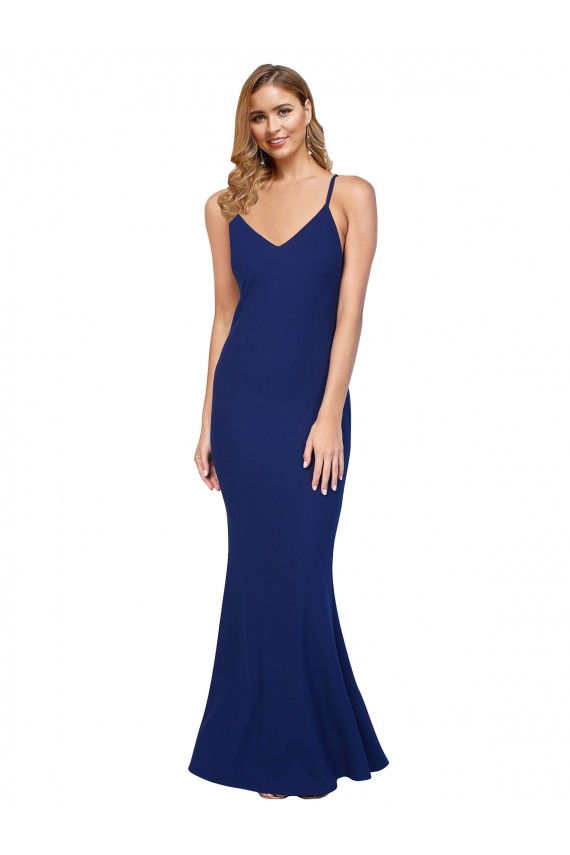 Low Back Sleeveless V-Neck Sheath Stretch Crepe Formal Dress / Bridesmaid Dress Worcester