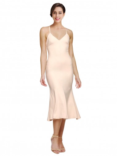 Low Back Sleeveless V-Neck Sheath Stretch Crepe Evening Gown / Prom Dress / Bridesmaid Dress Worcester
