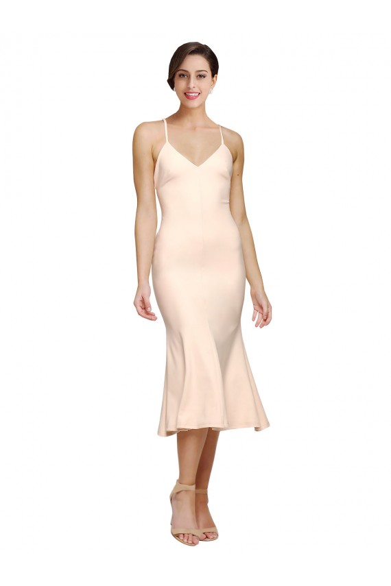 Low Back Sleeveless V-Neck Sheath Stretch Crepe Evening Gown / Prom Dress / Bridesmaid Dress Worcester