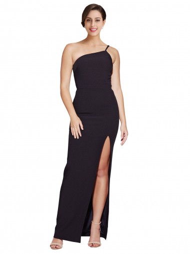 Black Sleeveless One Shoulder Sheath Stretch Crepe Formal Evening Gown / Prom Dress / Bridesmaid Dress Worcester