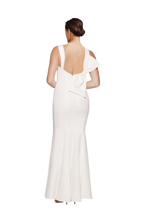 Low Back Ivory Sleeveless Square Neck Sheath Stretch Crepe Formal Evening Gown / Prom Dress / Bridesmaid Dress Worcester