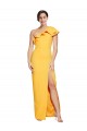 Saffron Sleeveless One Shoulder Sheath Stretch Crepe Formal Evening Gown / Prom Dress / Bridesmaid Dress Worcester