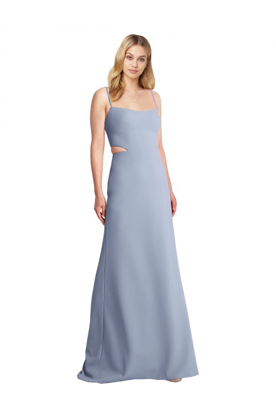 Open Back Sleeveless Spaghetti Straps A-Line Stretch Crepe Prom Dress / Bridesmaid Dress Worcester