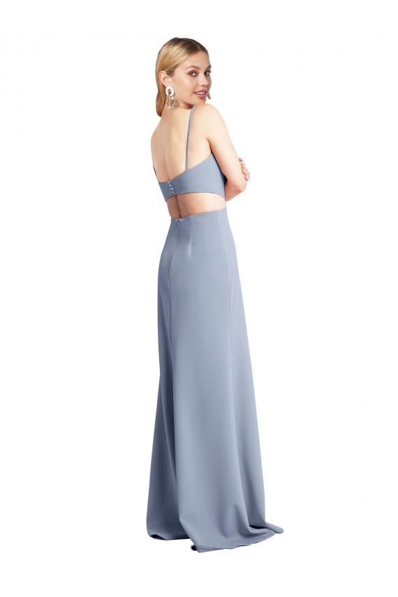 Open Back Sleeveless Spaghetti Straps A-Line Stretch Crepe Prom Dress / Bridesmaid Dress Worcester