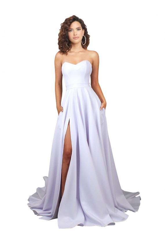 Sleeveless Sweetheart A-Line Stretch Crepe Beach Wedding Dress Worcester