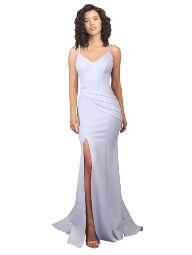 Low Back Sleeveless Spaghetti Straps Mermaid Stretch Crepe Beach Wedding Dress Worcester