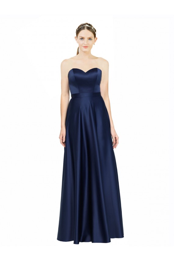 Low Back Sleeveless Sweetheart A-Line Stretch Satin Black Tie Evening Gown / Bridesmaid Dress Worcester