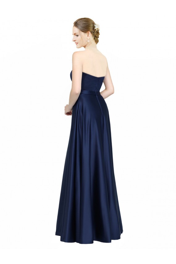 Low Back Sleeveless Sweetheart A-Line Stretch Satin Black Tie Evening Gown / Bridesmaid Dress Worcester