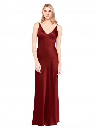 V-Back Sleeveless Spaghetti Straps A-Line Stretch Satin Formal Evening Gown / Prom Dress / Bridesmaid Dress Worcester